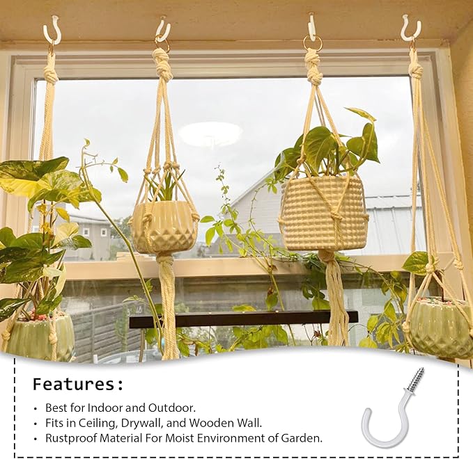 75 Pcs Ceiling Hooks for Hanging Plants, Utensils Vinyl Coated Screw-in Mug - Image 2