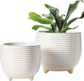 LE TAUCI Ceramic Plant Pots, 5.1 + 6.4 Inch Footed Pots by LETAUCI