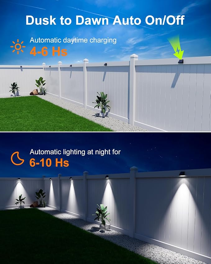 12 Pack Decorative Solar Powered Fence Lights Outdoor Waterproof - Image 4