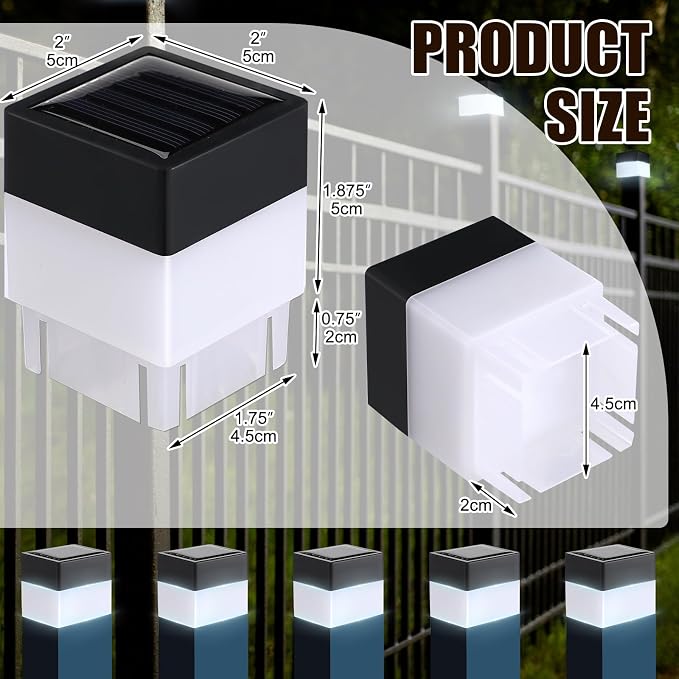 20 Pack Solar Fence Post Cap Lights 2 x 2 Inches Solar Fence Post Caps Lights - Image 2