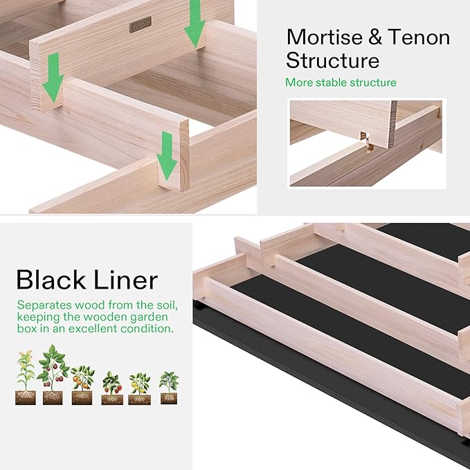 VIVOSUN 5-Tier Wooden Raised Garden Bed, Outdoor Wood Planter Box - Image 5