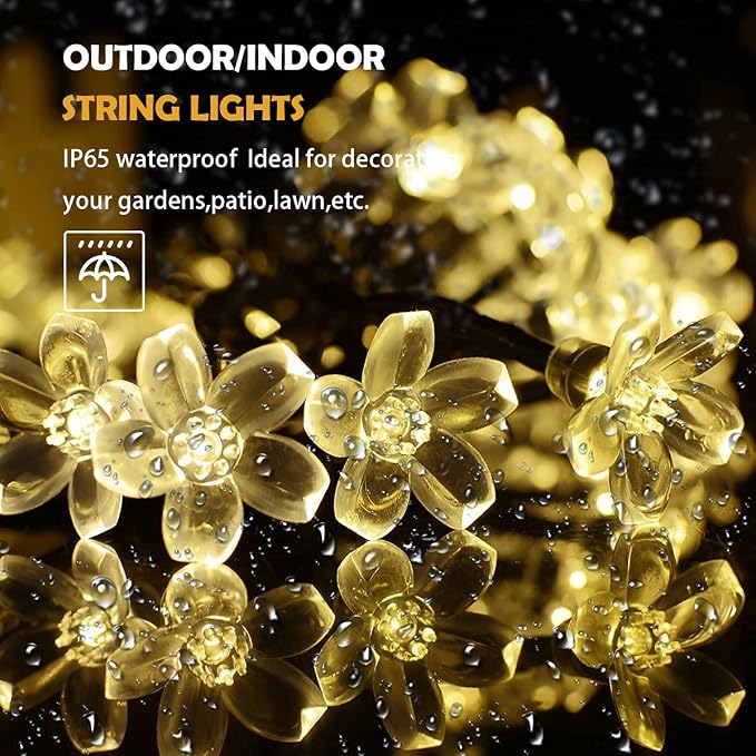 ITICdecor Solar Flower String Lights Outdoor Waterproof 50 LED Fairy Light - Image 2