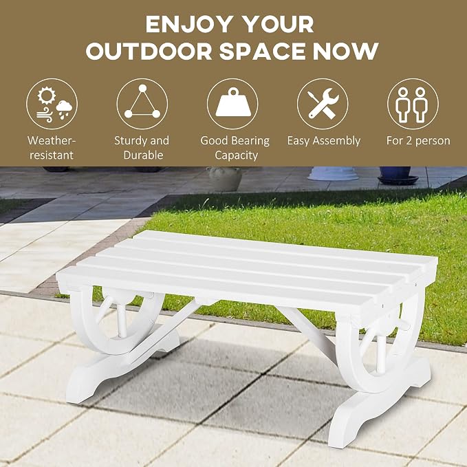 Outsunny 2-Person Wooden Garden Bench, Outdoor Wagon Wheel Porch Bench - Image 6