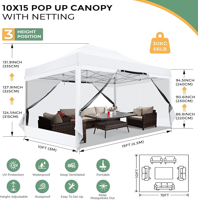 COBIZI 10x15 Heavy Duty Pop Up Canopy - Image 2