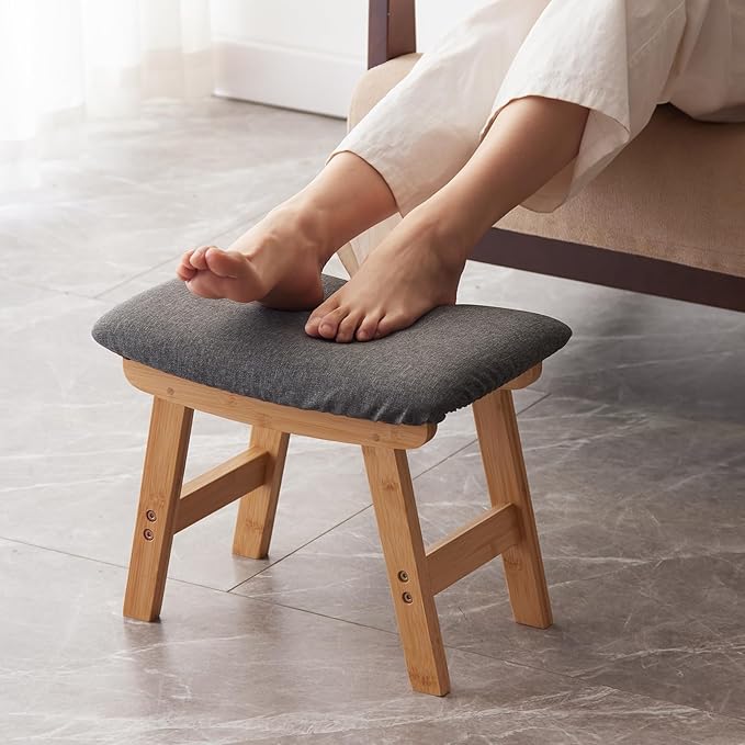 Foot Stool, Bamboo Small Sofa Foot Rest Under Desk, Extra Seating by Kitsanery