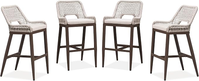 PURPLE LEAF Bar Stools Set of 4 Bar Height Metal Bar Chairs - Image 3