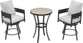 Grand patio Outdoor Swivel Bar Stools Set of 3, Metal Frame & Curved Woven by GrandPatio