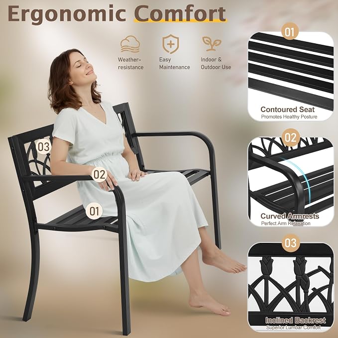 Outvita Outdoor Bench, Patio Bench - Image 6