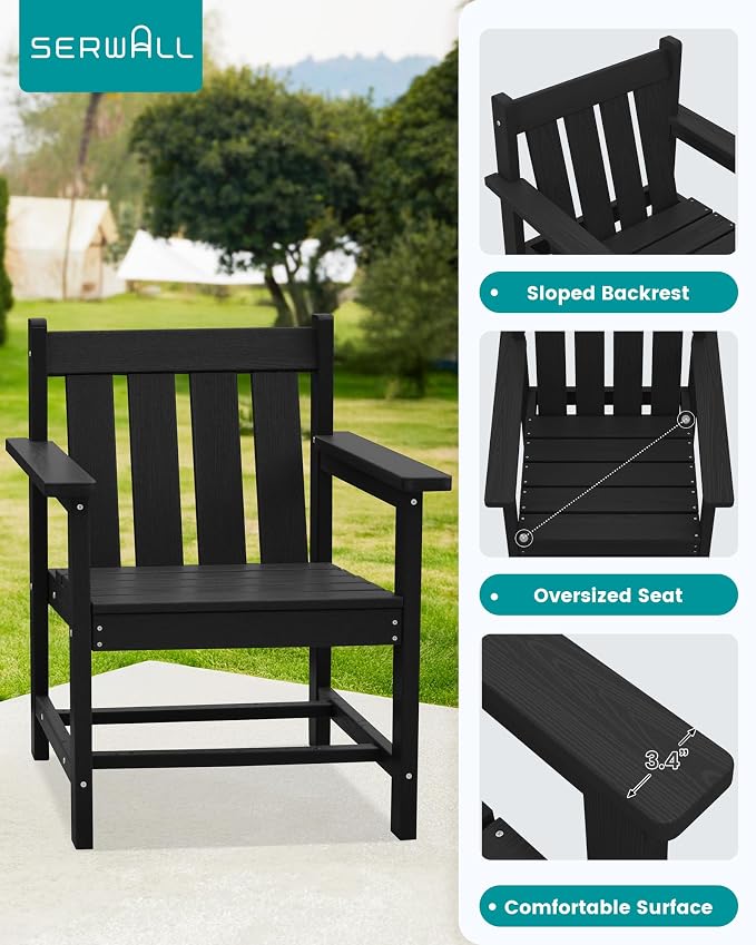 SEWRWALL 3 Pieces Patio Bistro Set, All Weather Adirondack Chair Set - Image 4