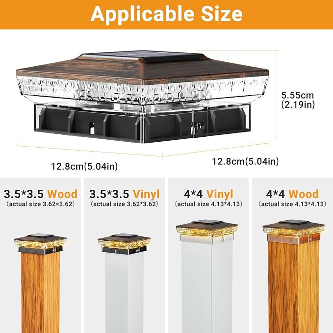 btfarm 4x4 Solar Post Cap Lights Outdoor, 2 Modes 16 LED Fence Deck Post Lights - Image 3