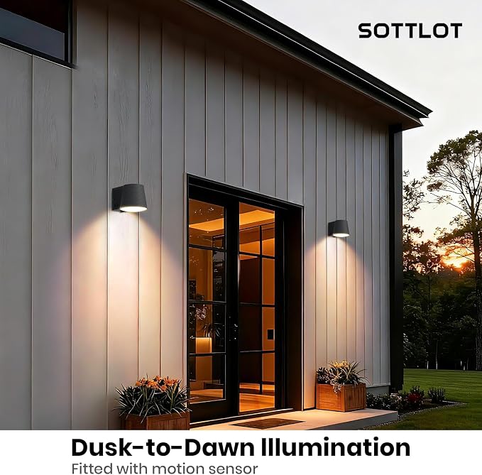Outdoor Wall Light Fixture, AC/Solar Charging Front Porch Lights Wall Mount - Image 5