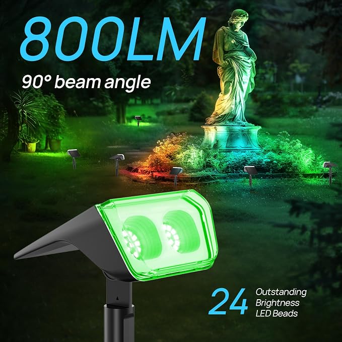 Consciot Solar Spot Lights Outdoor, 30 LED Waterproof Color Changing Solar - Image 3