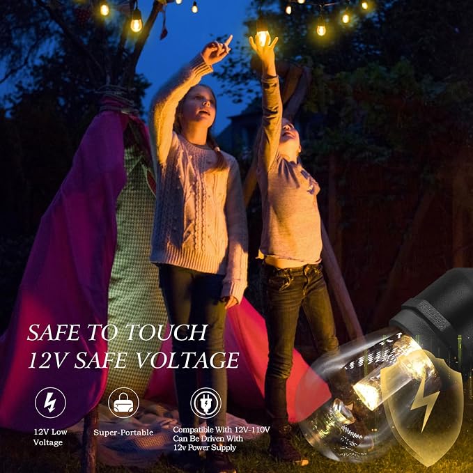 GANA 12V Low Voltage & Safe LED Outdoor String Lights, 96FT 30 Shatterproof - Image 5