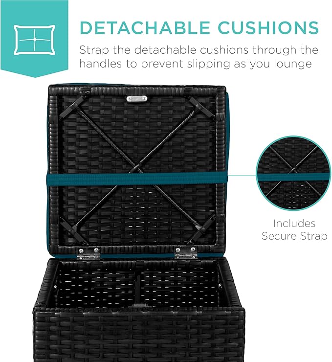 Best Choice Products Set of 2 Wicker Ottomans, Additional Seating, Side Table - Image 5