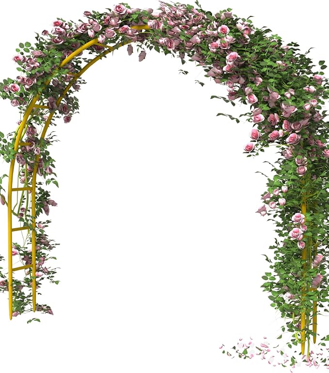 Queension Metal Arch Backdrop Stand 7Ft Wide 7.7Ft High, Wedding Arch Frame by Queension