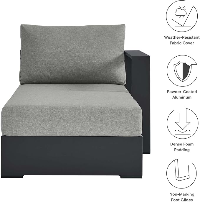 Modway Tahoe Powder-Coated Aluminum Outdoor Chaise Lounge Gray - Image 8