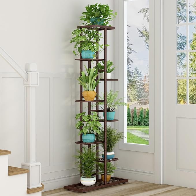 LINZINAR Plant Stand Indoor Outdoor Metal 8 Tier 9 Potted Multiple Flower Pot - Image 4