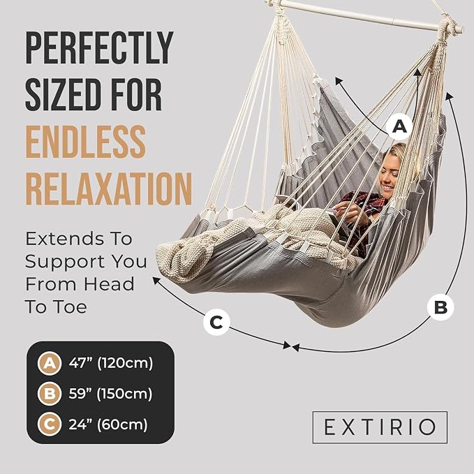 Hanging Hammock Chair Swing – Hanging Chair Outdoor & Indoor - Image 2