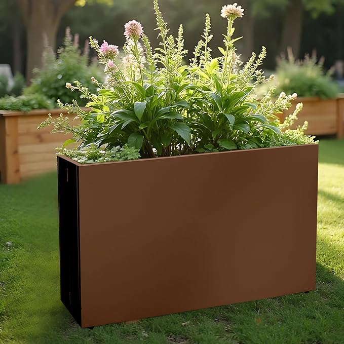Galvanized Steel Planter Box-No Installation Required Metal Rectangular Block - Image 6