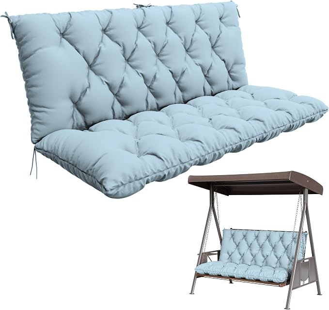 Porch Swing Cushion with Backrest, Waterproof Bench Cushion by Pakunoda