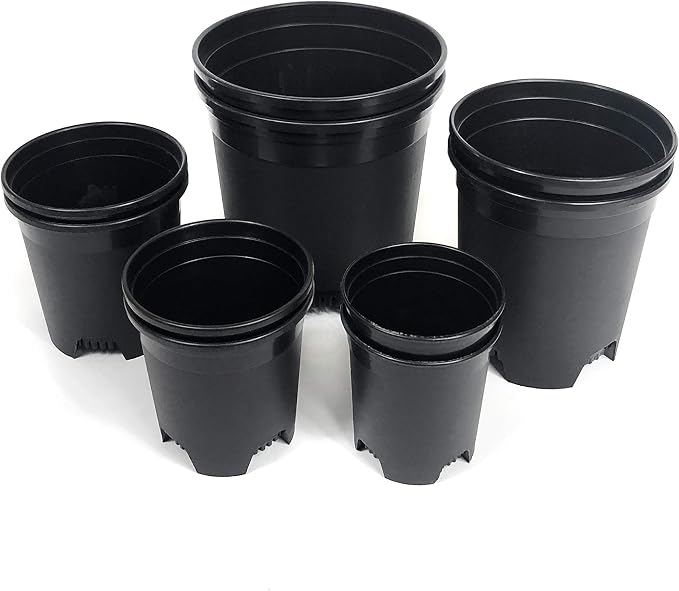 10 Pack Plastic Black Plant Pots Nursery Gardening Planters 4 in to 7.5 Inch - Image 2
