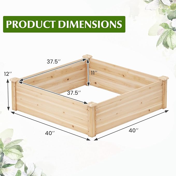 Giantex Raised Garden Bed, Wood Planter Box, Outdoor Square Garden Bed - Image 4