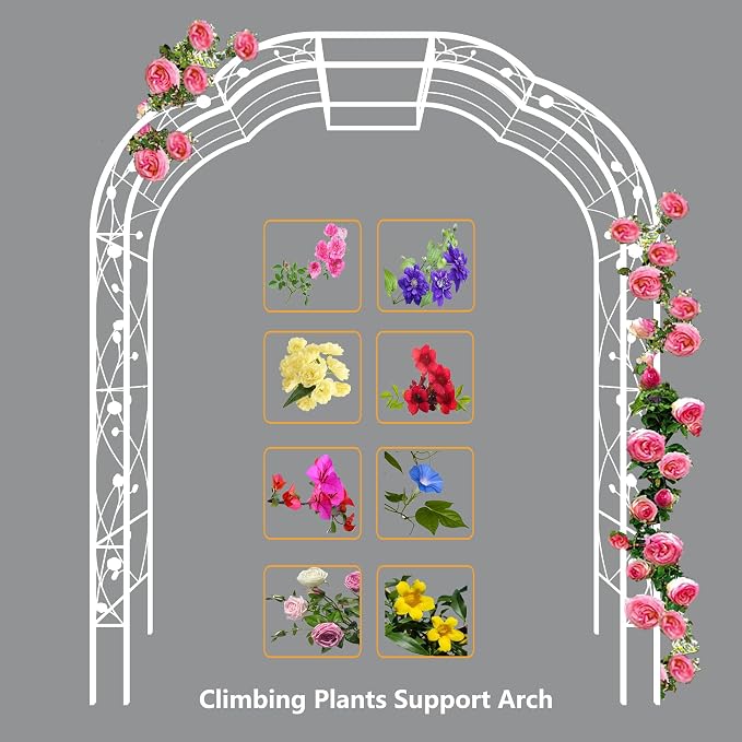 Metal Garden Arch 98.4" H Garden Arbor Trellis - Image 7