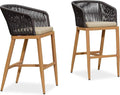 PURPLE LEAF Outdoor Bar Stool Set of 2 Rattan Wicker Patio Height Stool Bar by PURPLELEAF
