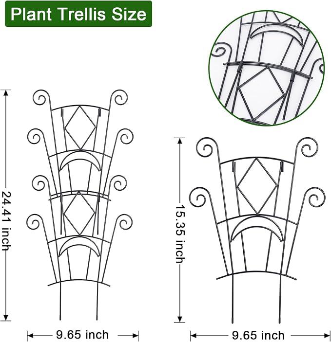Stackable Plant Support Stakes, 2 Pack Metal Twig Plants Trellis - Image 2