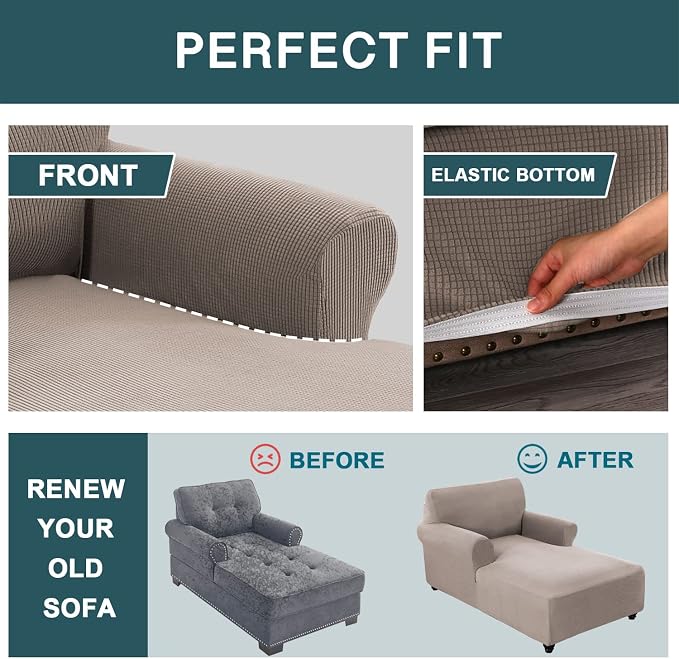 FantasDecor Chaise Lounge Cover Stretch Chair Lattice Slipcover - Image 6