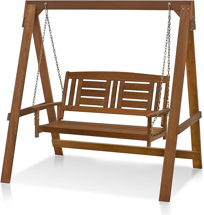 Furinno TIOMAN Porch Swing, Outdoor Hanging Wooden Swing by Furinno-FitsYourSpaceFitsYourBudget