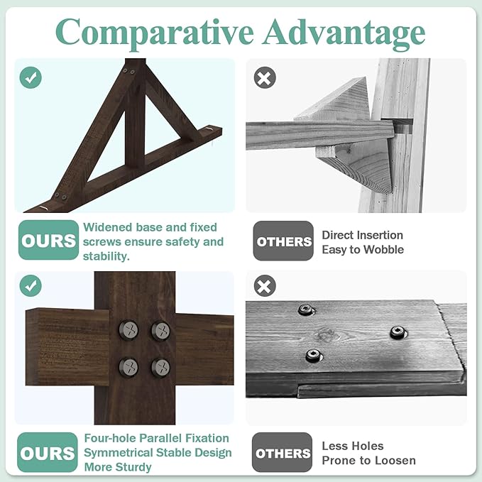 7.2FT Wooden Wedding Arch Square Wood Arches Arbor Backdrop Stand - Image 4