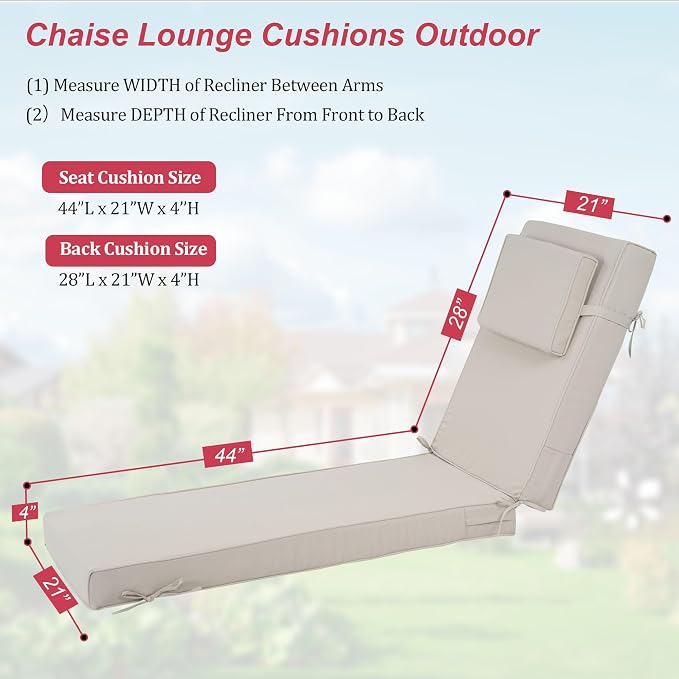 Chaise Lounge Cushions Outdoor 72x21x4 Inch, Patio Lounger Chair Cushion - Image 2