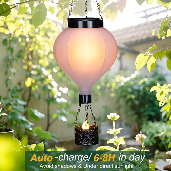 Hanging Solar Lantern Outdoor Garden Decor Hot Air Balloon Lantern - Image 4