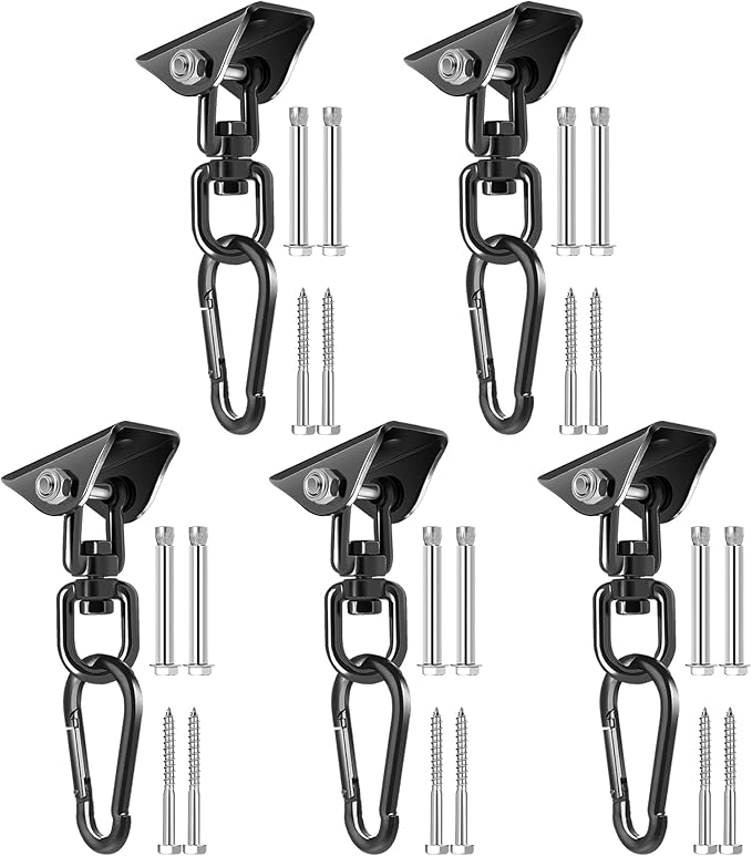 Hammock Hanging Kit, 360° Rotating Heavy Duty Swing Chair Hook 1200 lbs Capacity by QIWYMHW