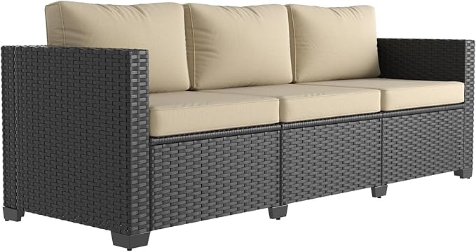 Aoxun 1 Piece 3-Seats Sofa Patio Furniture Set, Wicker Outdoor Furniture by Aoxun