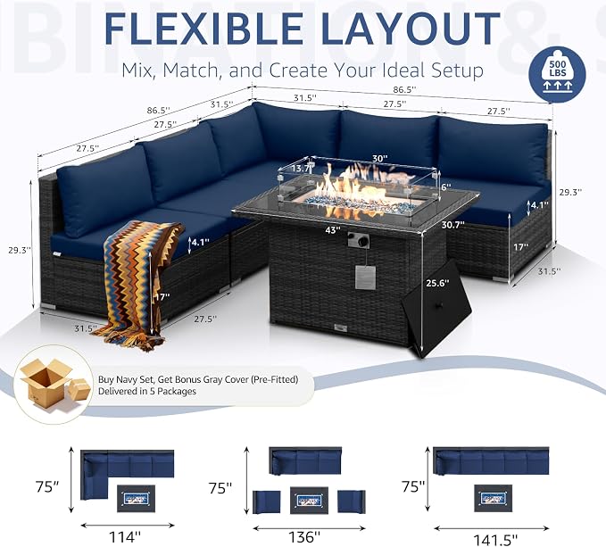 NICESOUL 6 Piece Modern Wicker Patio Furniture Set - Image 4