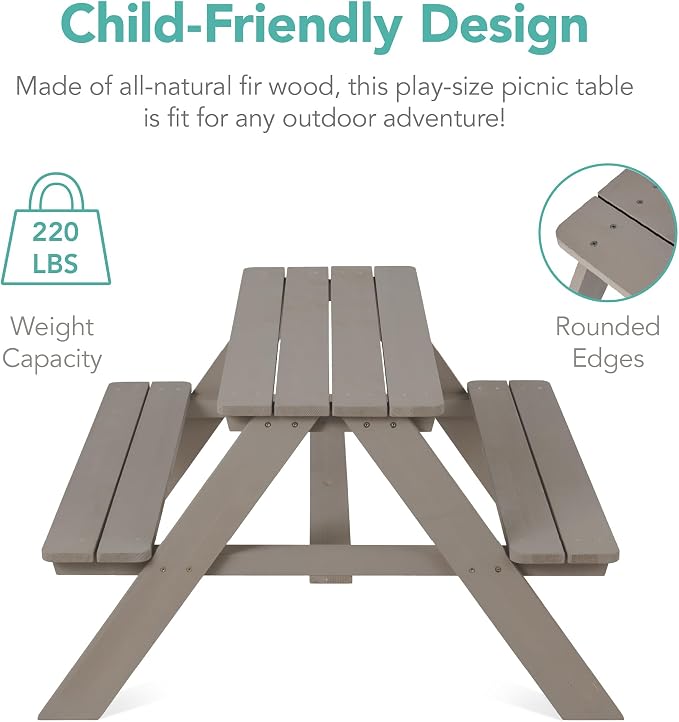 Best Choice Products Wooden Kids Picnic Table - Image 5