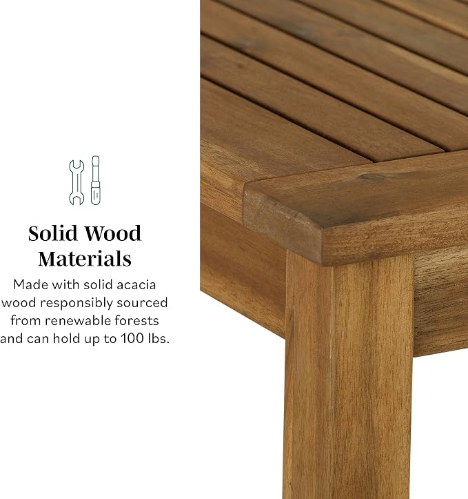 Walker Edison 4 Person Outdoor Wood Chevron Patio Furniture Dining Set Table - Image 3