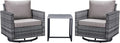 Belord Outdoor Bistro Set 3 Piece Wicker Swivel Rocker Patio Chairs, Oversize by Belord