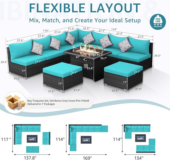 NICESOUL10 Piece Outdoor Couch Furniture Set - Image 4