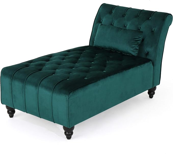 Christopher Knight Home Rafaela Modern Glam Tufted Velvet Chaise Lounge by GDFStudio