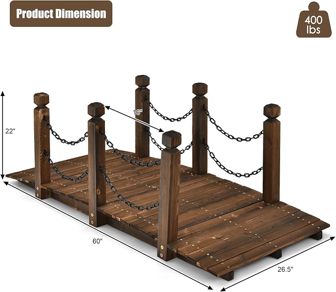 HAPPYGRILL 5FT Wooden Bridge - Image 8