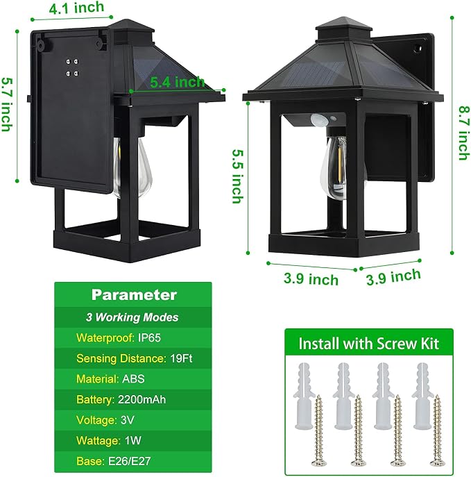 2 Pack Solar Wall Lanterns Outdoor - Image 8