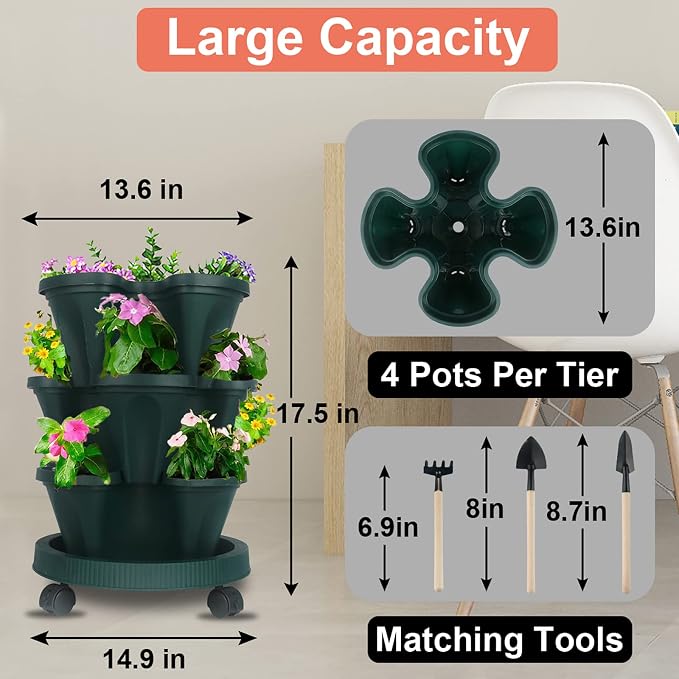 DUNCHATY Stackable Planter, Vertical Garden Planter - Image 7