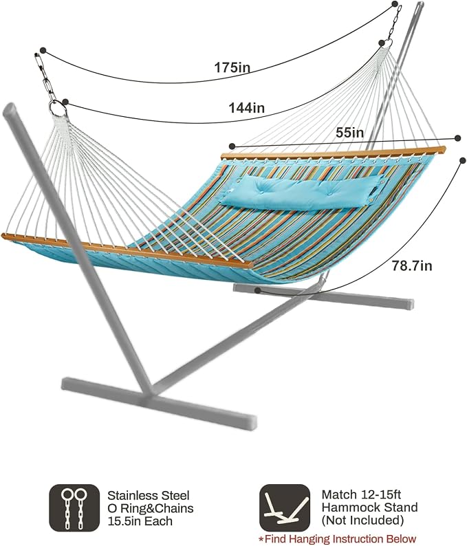 12 FT Double Quilted Fabric Hammock - Image 3