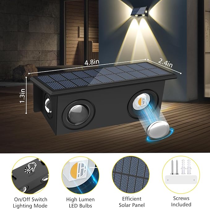 T-SUN Solar Fence Lights Outdoor, 4 Pack Waterproof Fence Lights Solar Powered - Image 7