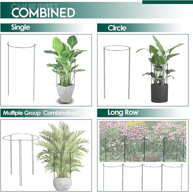 12 Pack 24 inch Plant Support Stakes, Half-Round Metal Garden Flower Stakes - Image 4