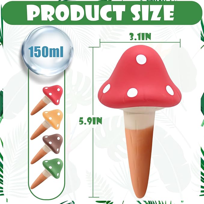 4PCS Terracotta Self Watering Spikes, Mushroom Shaped Self Watering Globes - Image 2