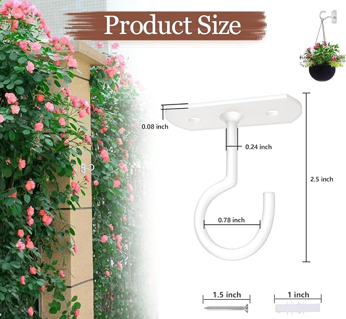 30Pack Ceiling Hooks Bulk for Hanging Plants 2.5in White - Image 2